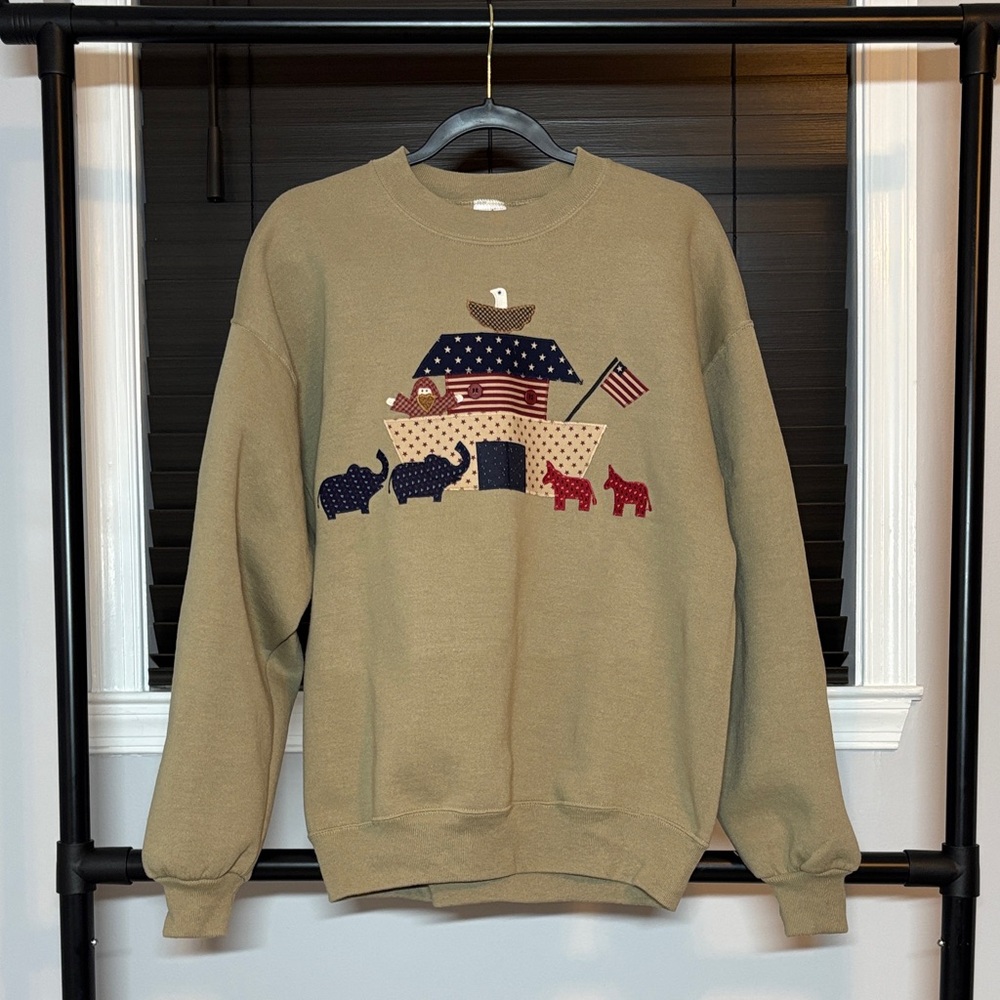 Jerzees Tan Fleece Sweater with Farmhouse Design